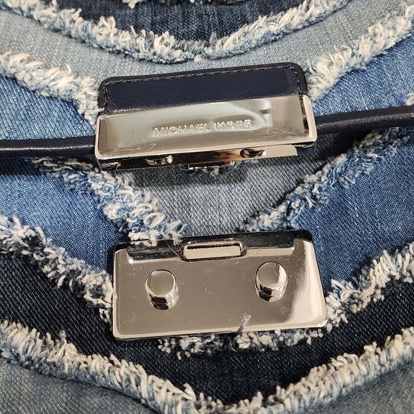 Michael Kors Denim Fringe Chain Shoulder Bag - Blue - Picture 10 of 13